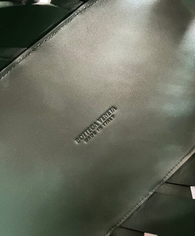 Bottega Veneta Point Intreccio Leather Top Handle Bag Green